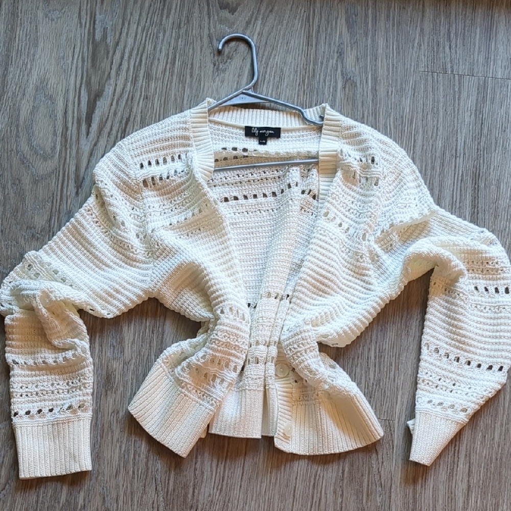 Large Knit Cardigan Women's Cream